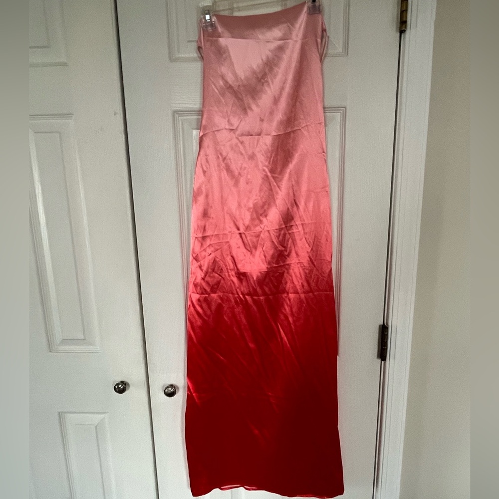 Pink and Red Ombre Satin Dress